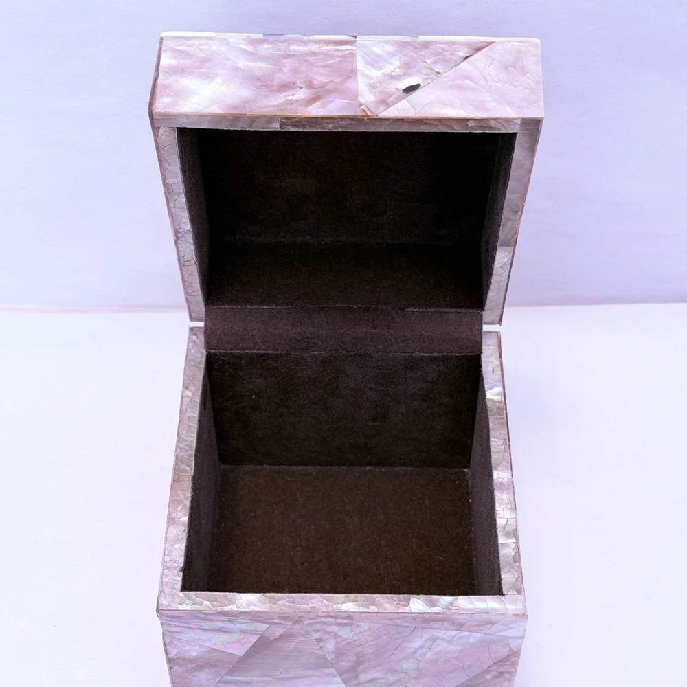 VTG Gumps San Francisco Jewelry Box Pen Shell Tiger Regency Vanity Pink Pearl